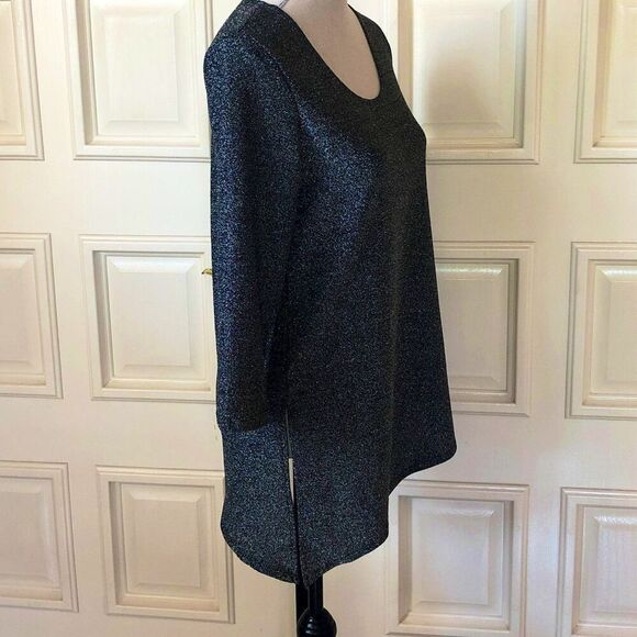 Slinky Brand Gray Glitter Blouse, Small - Picture 3 of 3